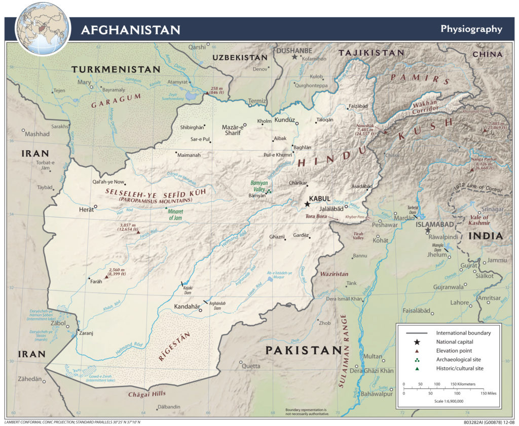 Map of Afghanistan Physiography