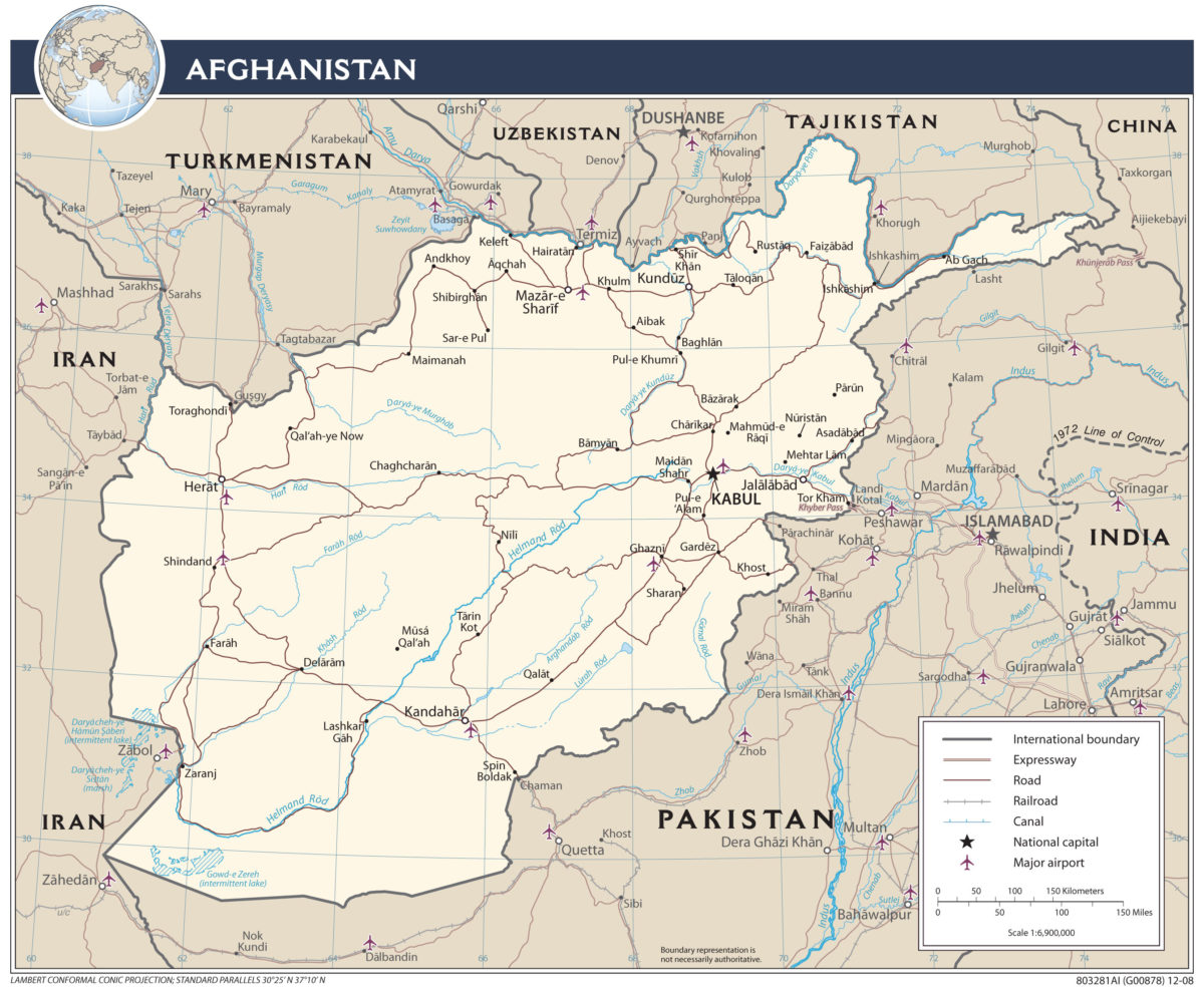 Transportation Map of Afghanistan - country.report