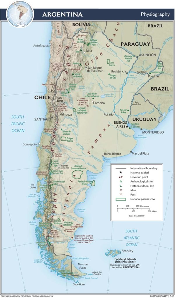 Argentina Physiography Map