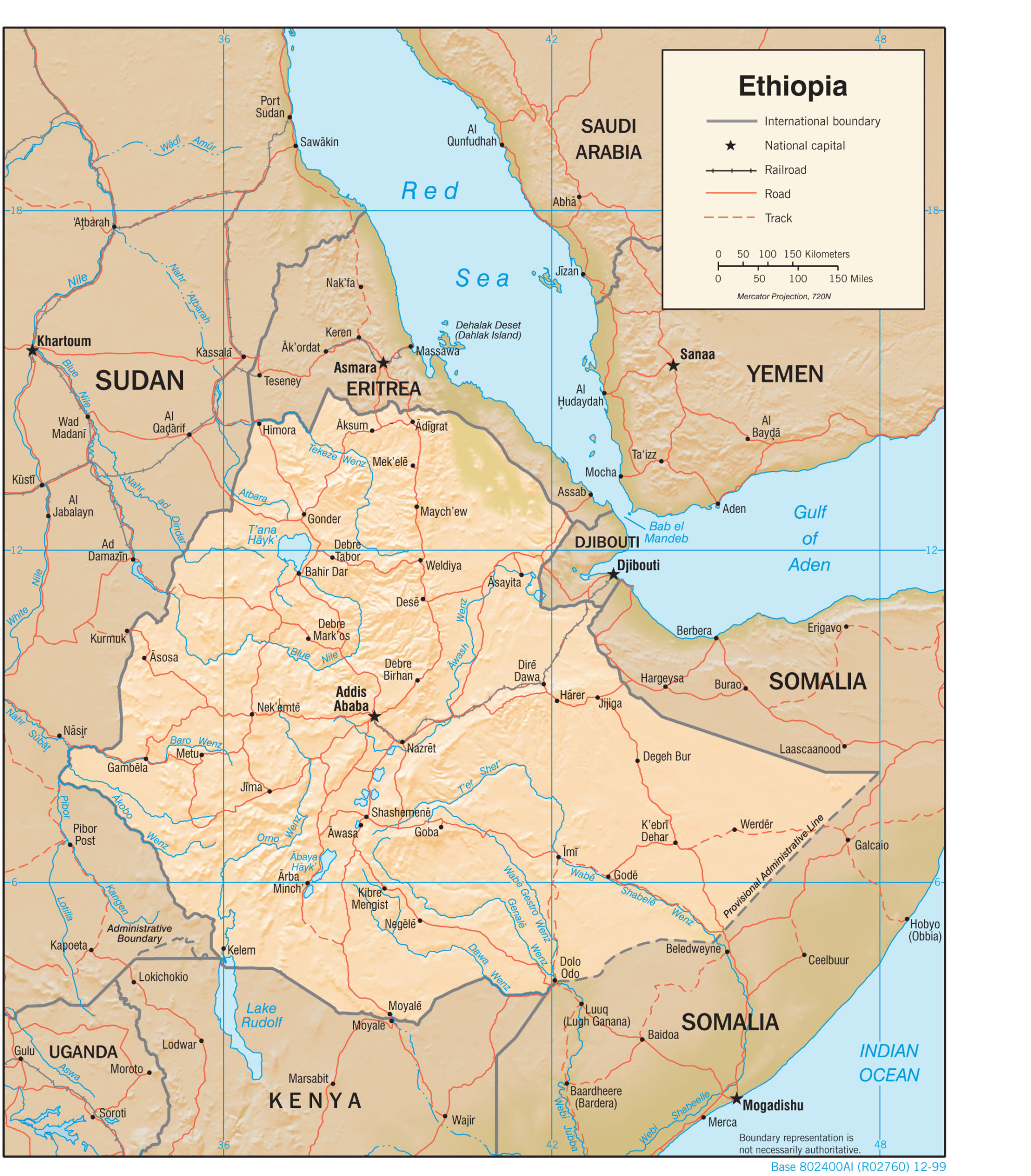 Physiography Map of Ethiopia - country.report