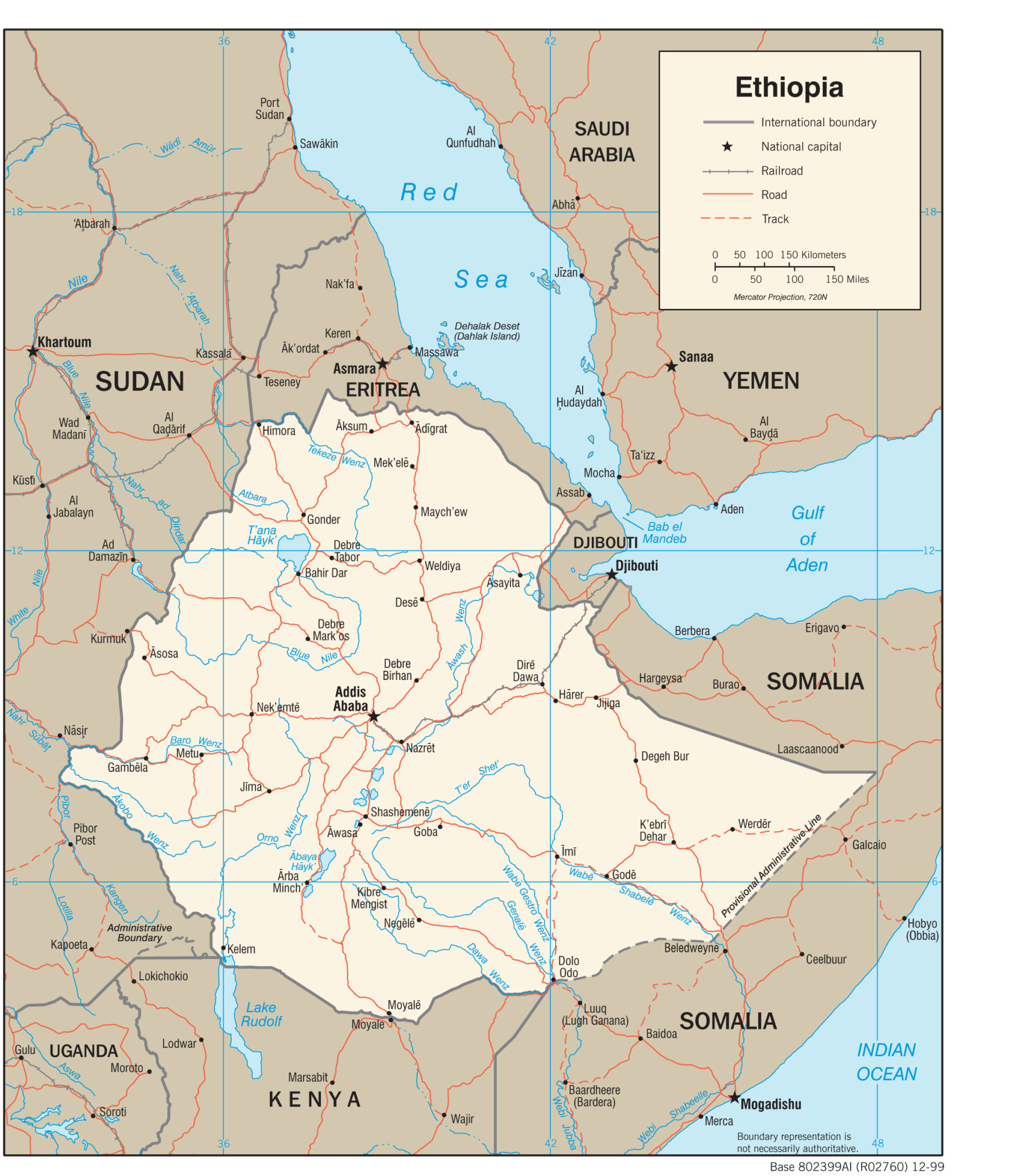 Transportation Map of Ethiopia - country.report