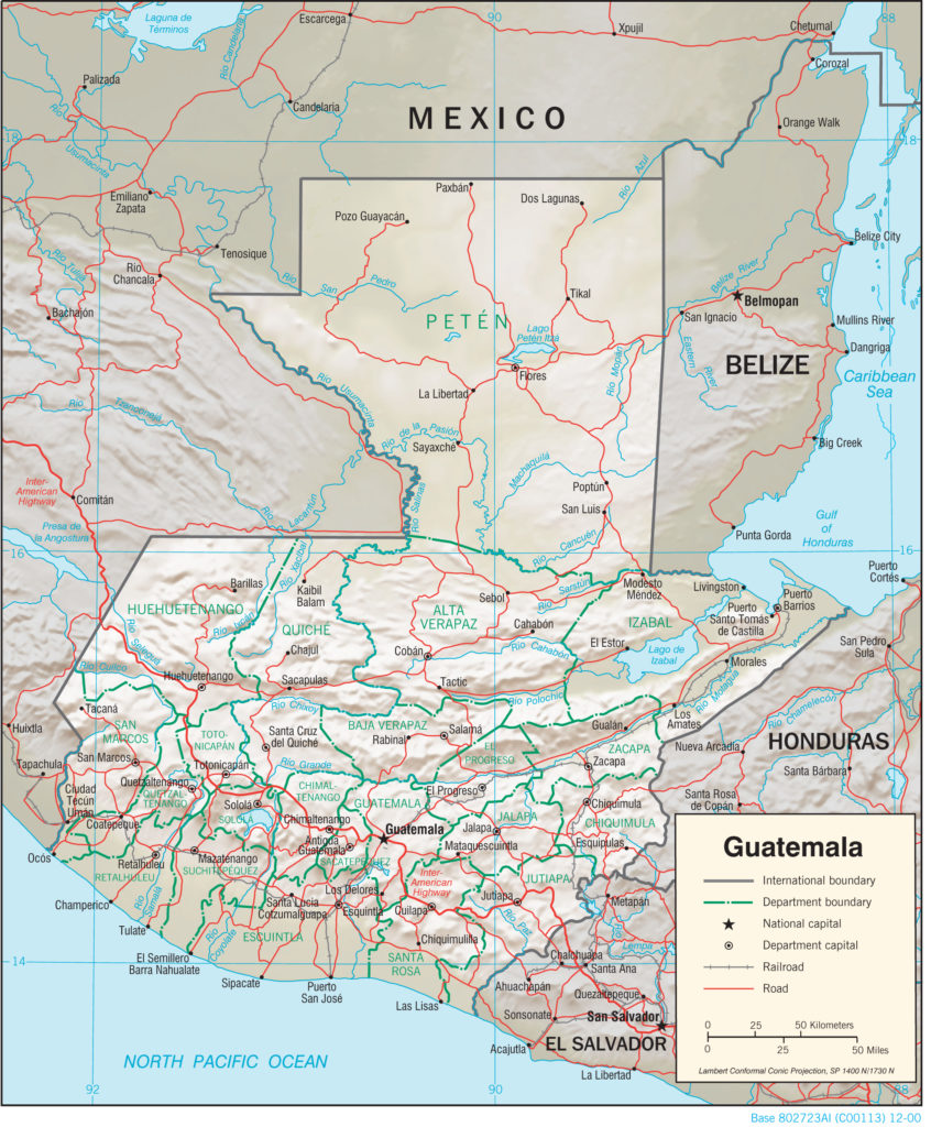 Physiography Map of Guatemala country.report