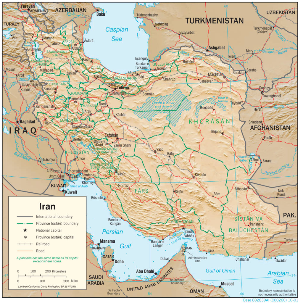 Physiography Map of Iran - country.report