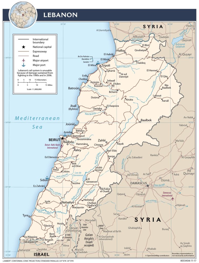 Transportation Map of Lebanon - country.report