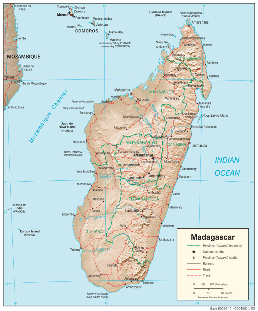 Madagascar Physiography Map