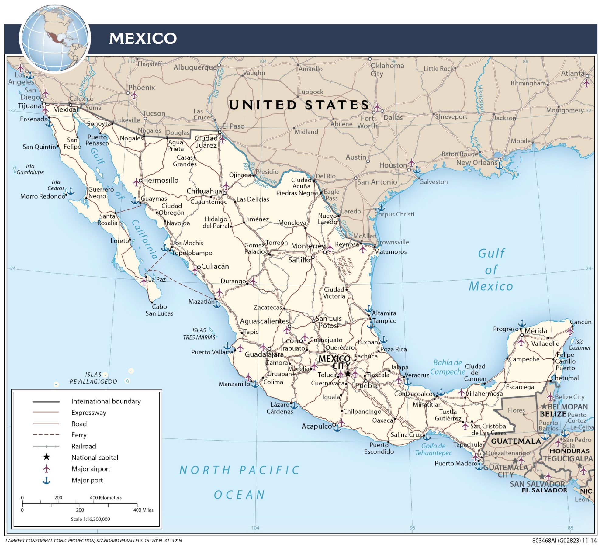 Transportation Map of Mexico country.report