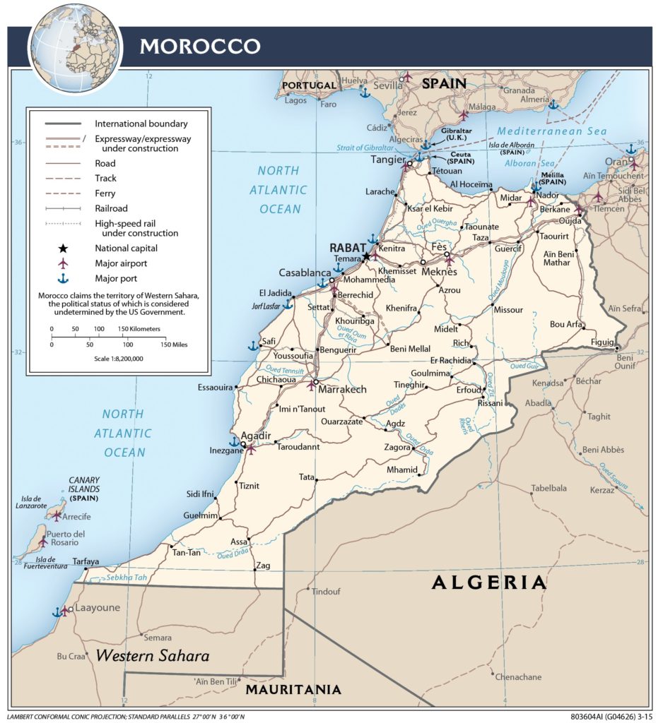 Transportation Map of Morocco - country.report