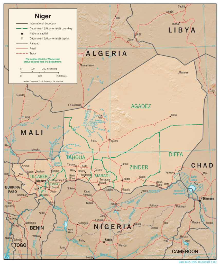 Geographic Map of Niger country.report