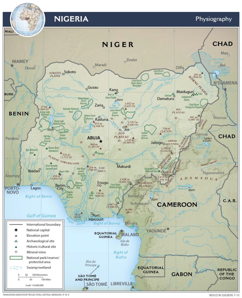 Geographic Map of Nigeria country.report
