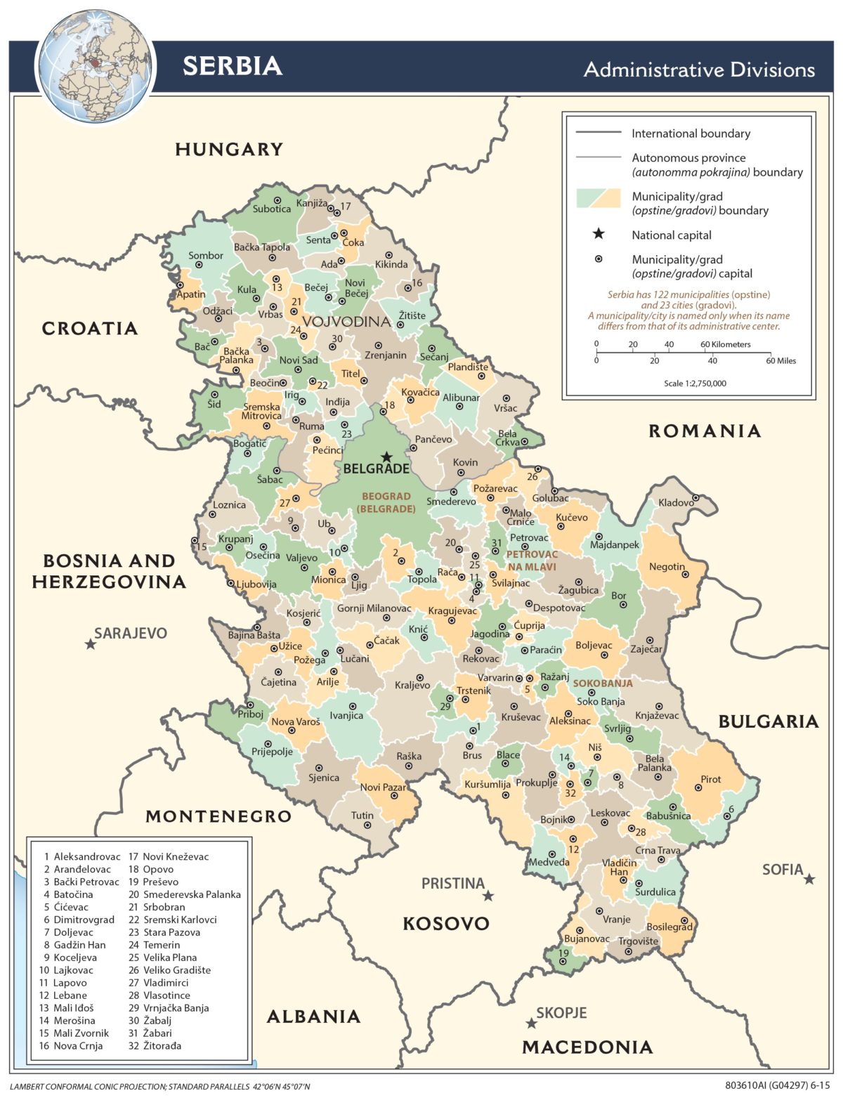 сербия на карте