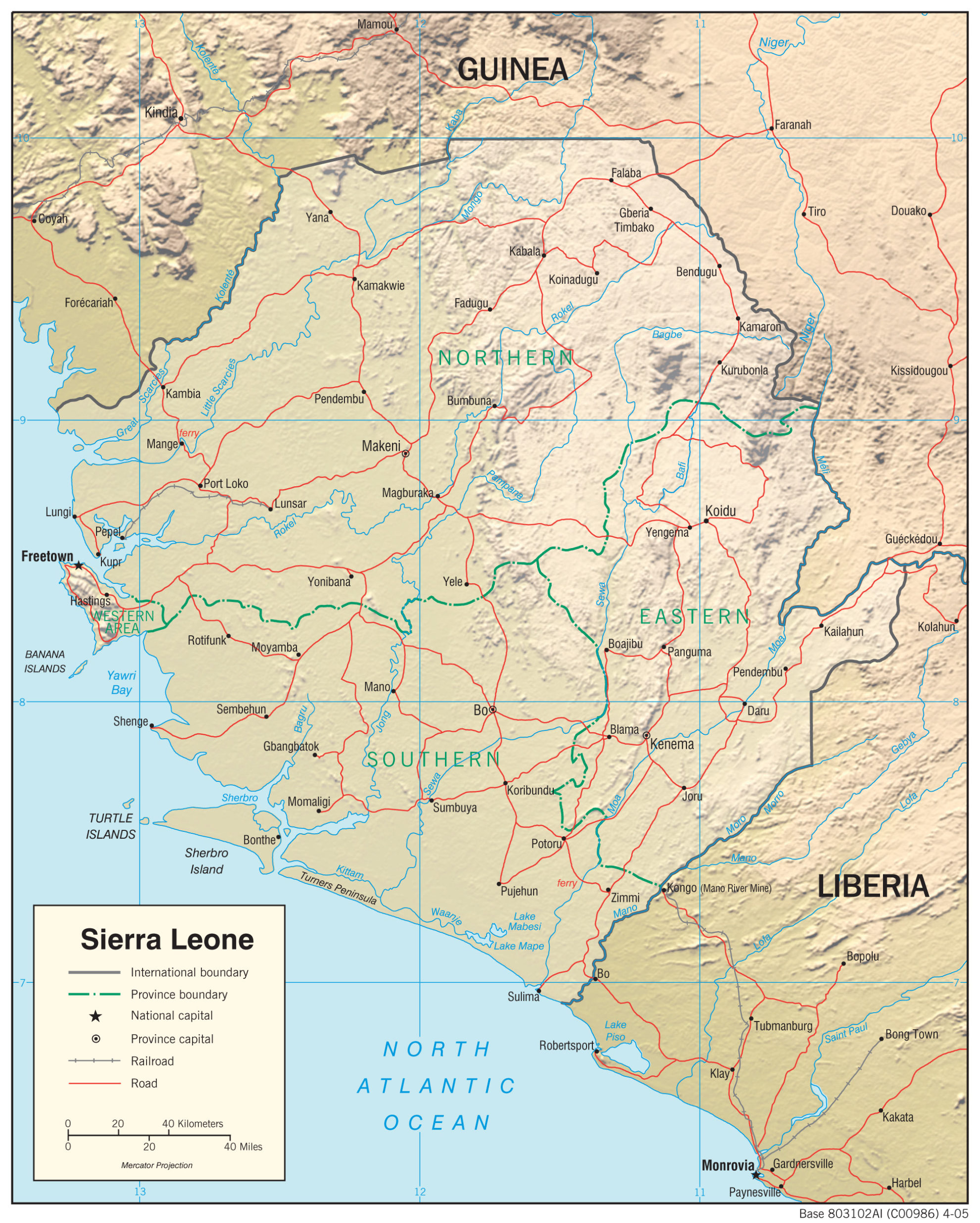 Geographic Map of Sierra Leone - country.report