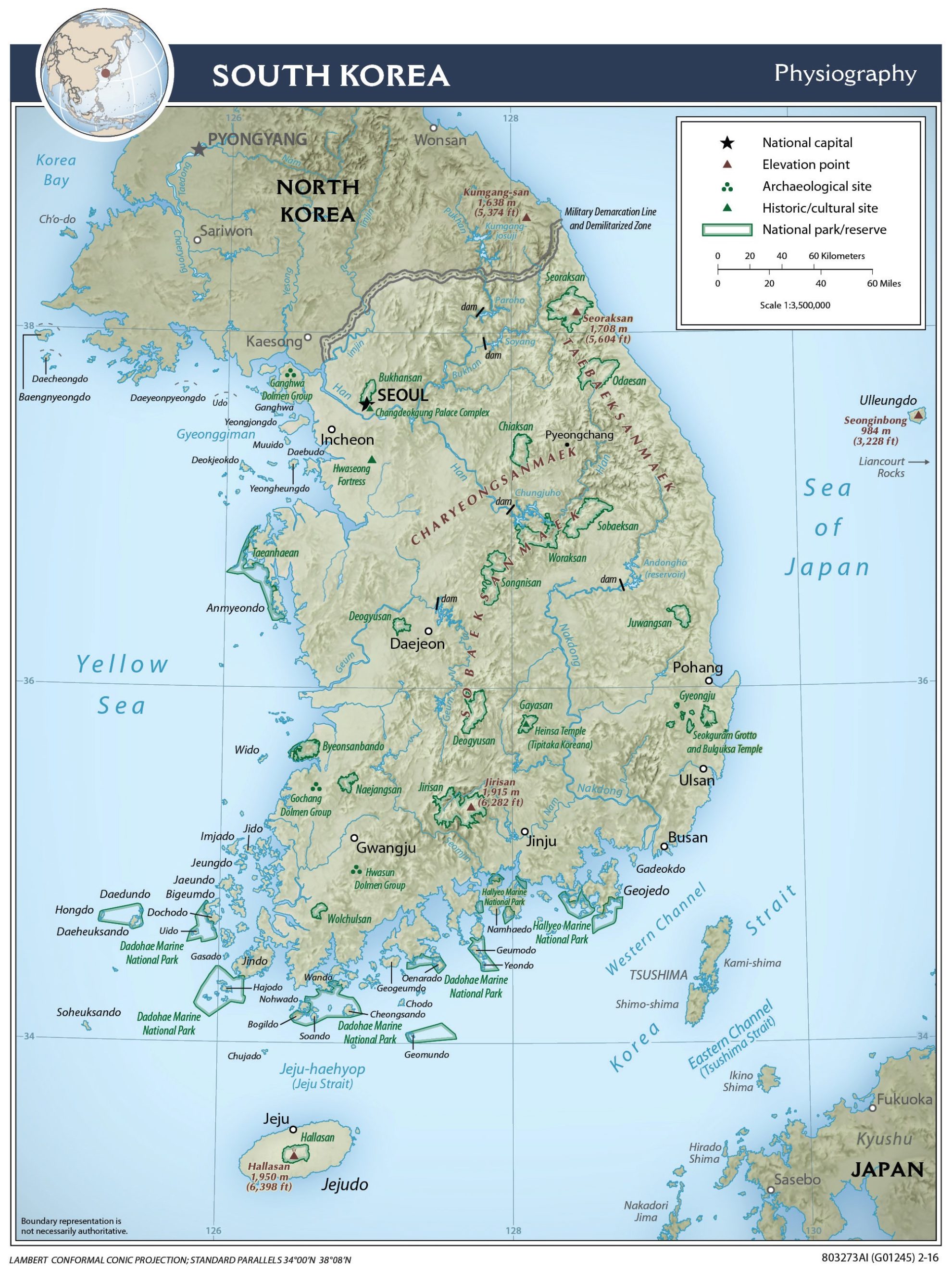 Geographic Map Of South Korea Country Report SouthKorea Physiography 1980x2641