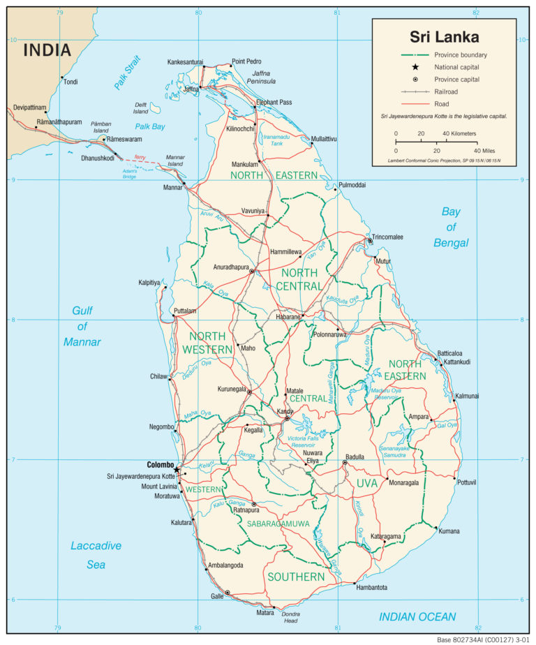 Transportation Map of Sri Lanka - country.report