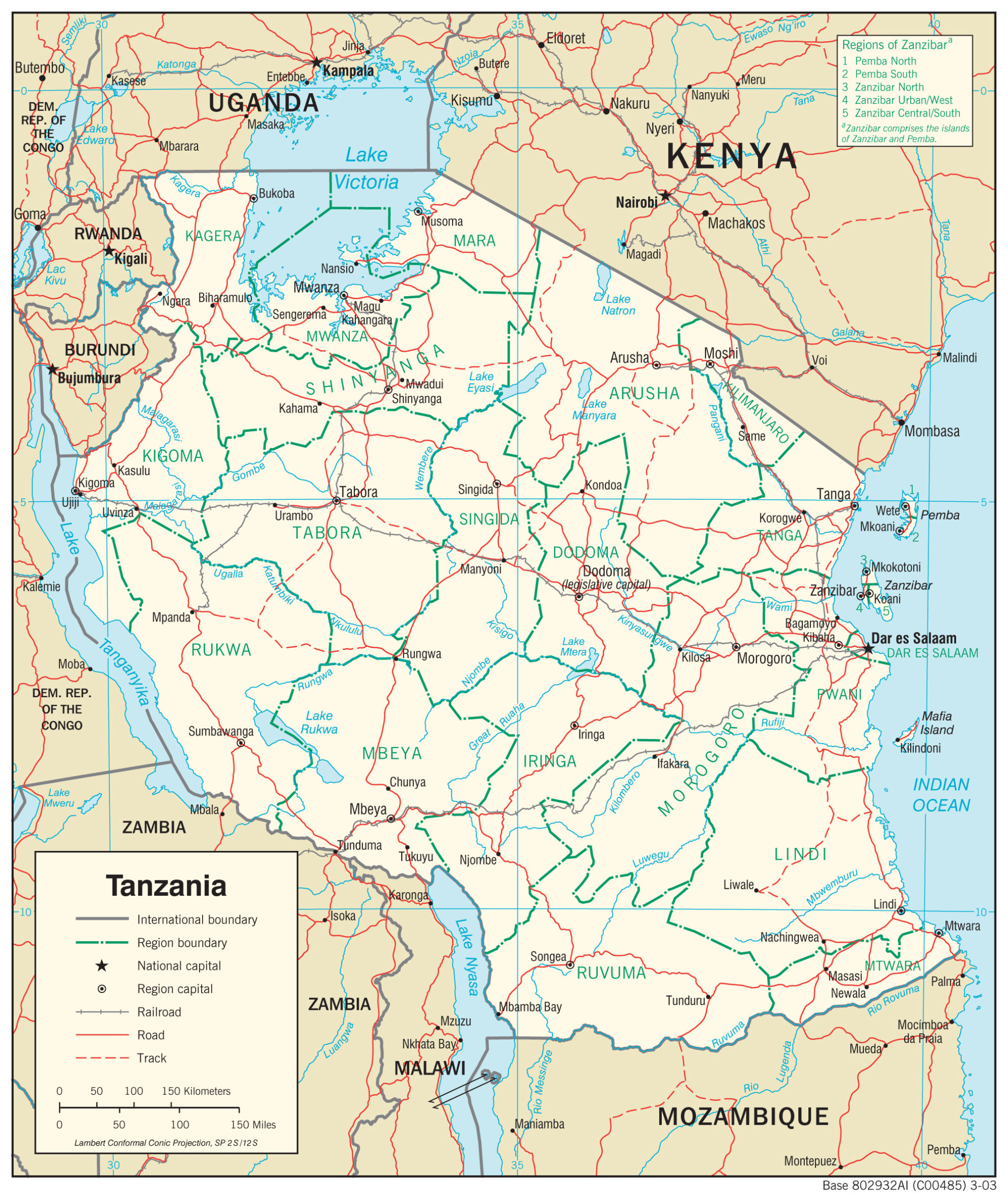 Transportation Map of Tanzania - country.report