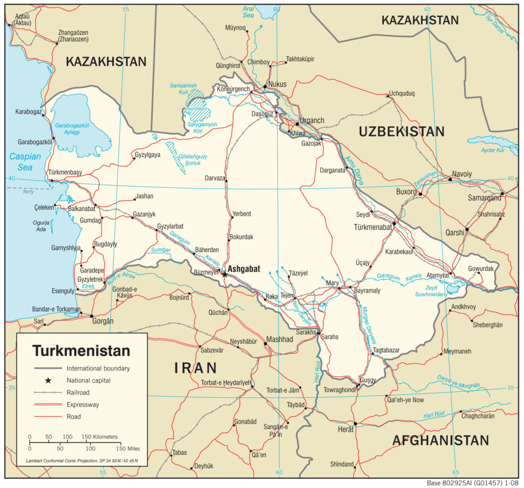 Transportation Map of Turkmenistan - country.report